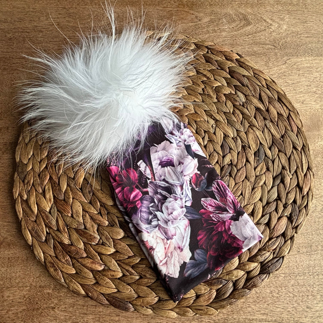Tuque pivoine bourgogne POMPON BLANC