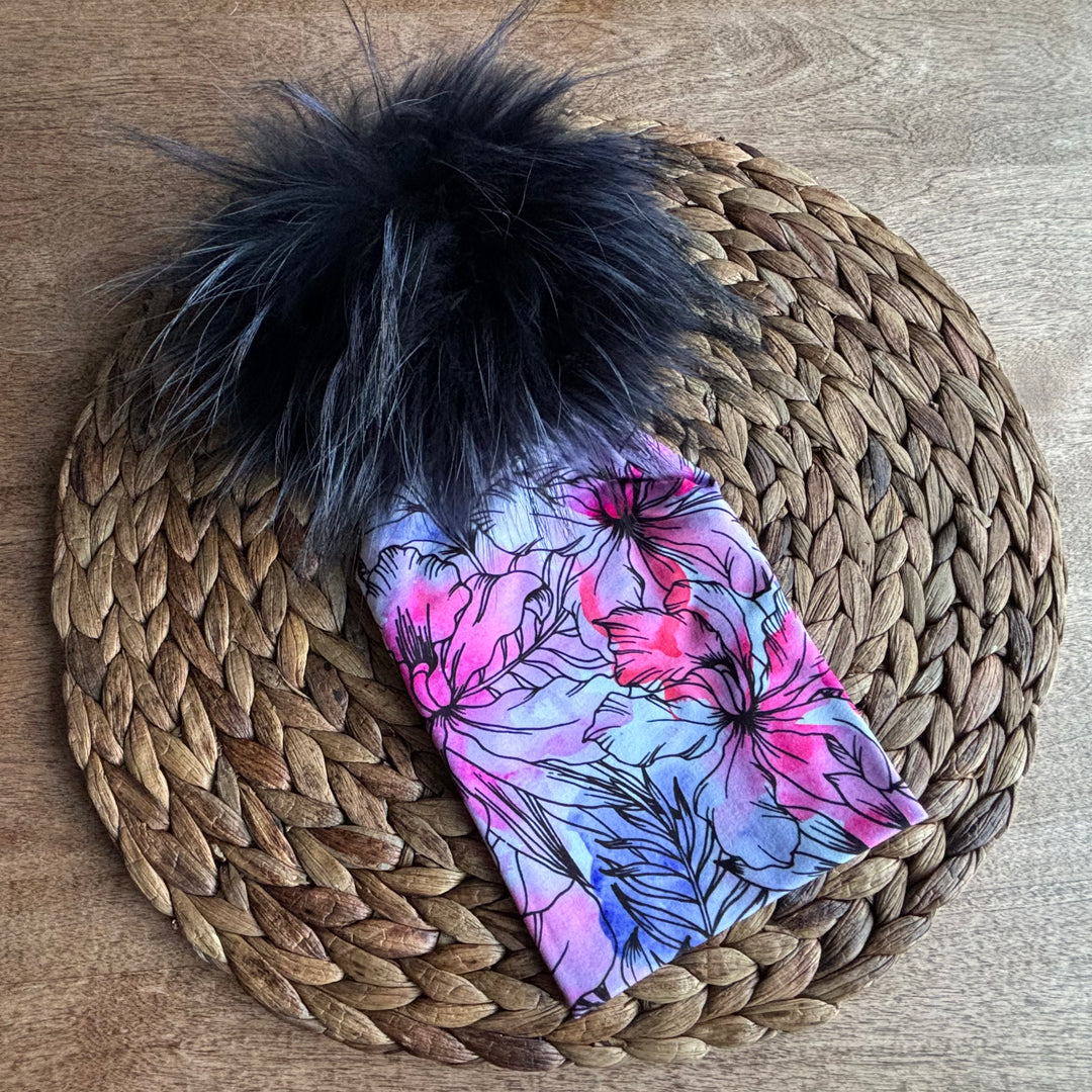 Tuque aquarelle POMPON NOIR