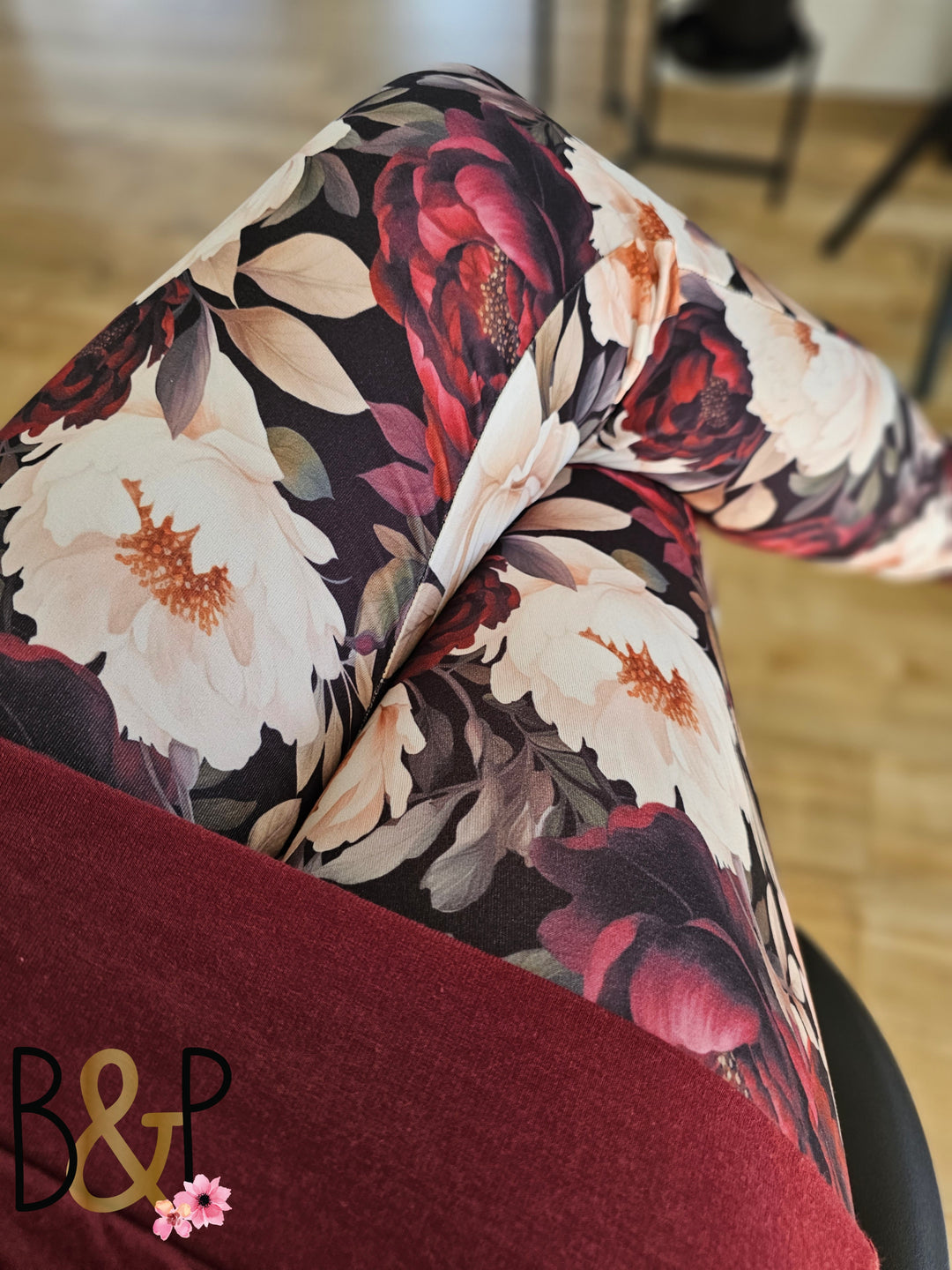 Legging pivoine bourgogne