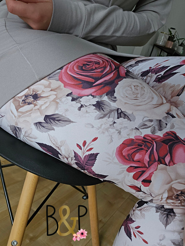 Legging fleurs amande