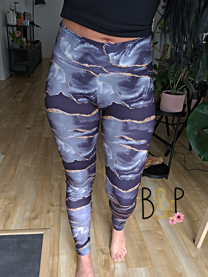 Legging marbre doré & noir