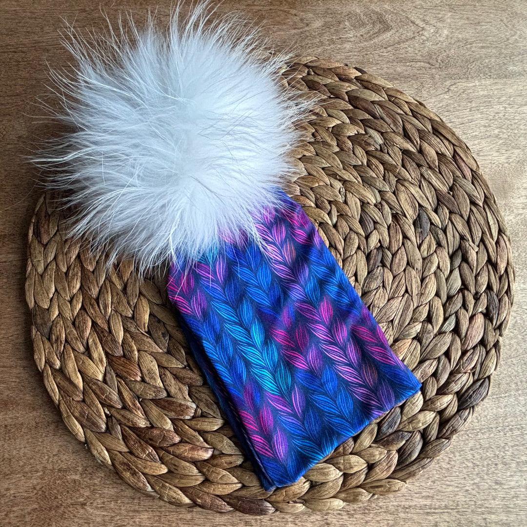 Tuque tressée POMPON BLANC