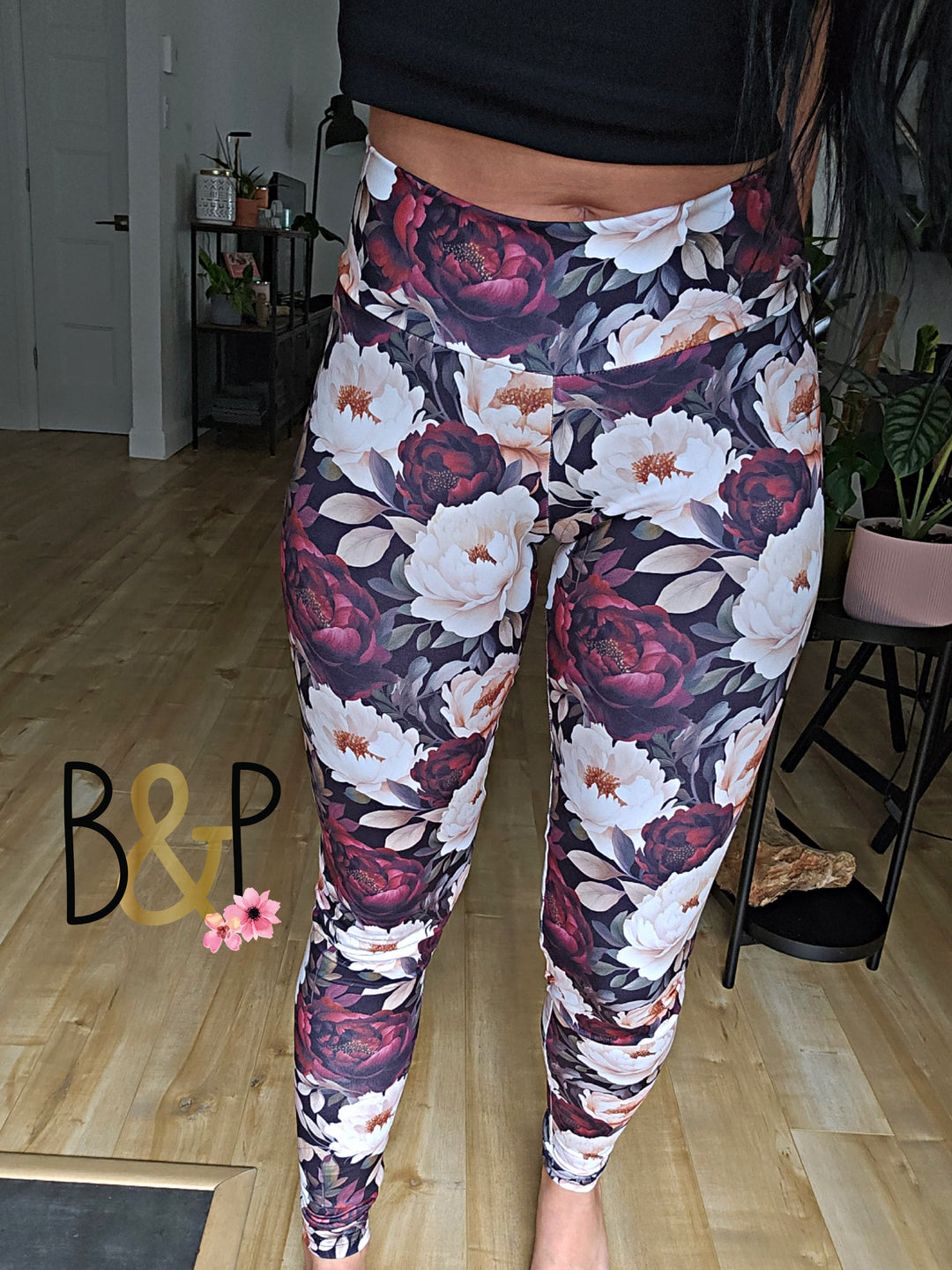 Legging pivoine bourgogne