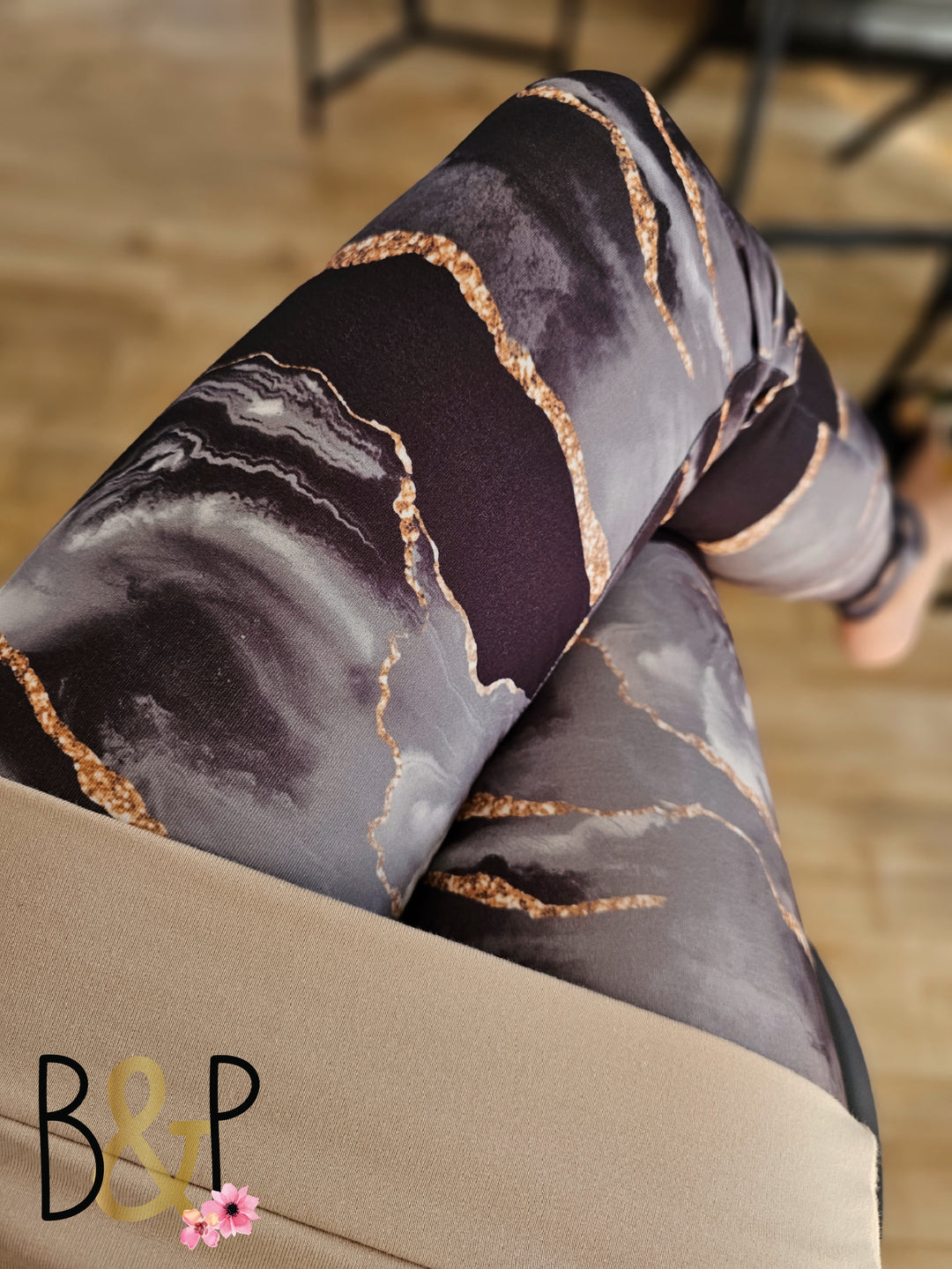 Legging marbre doré & noir