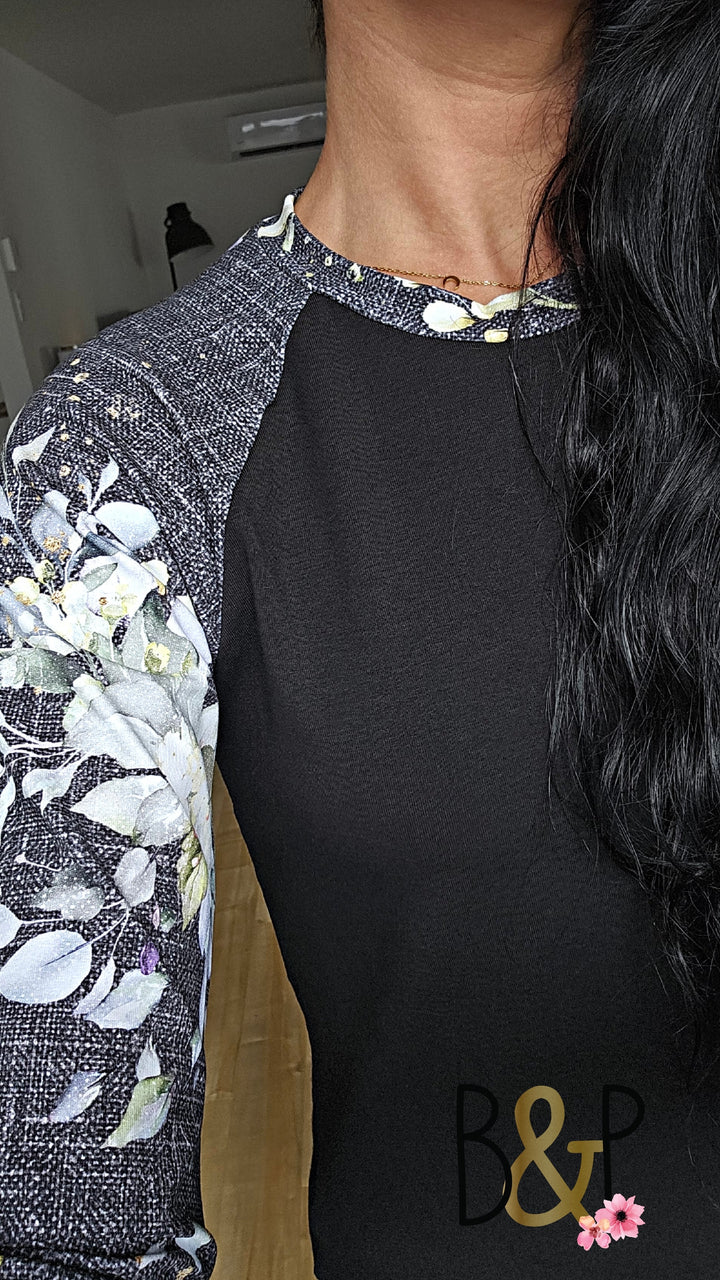 Tunique noire & effet lin