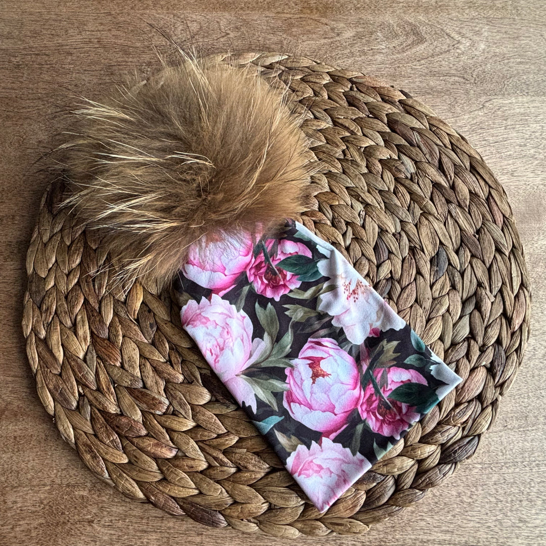 Tuque pivoine flashy POMPON NATUREL