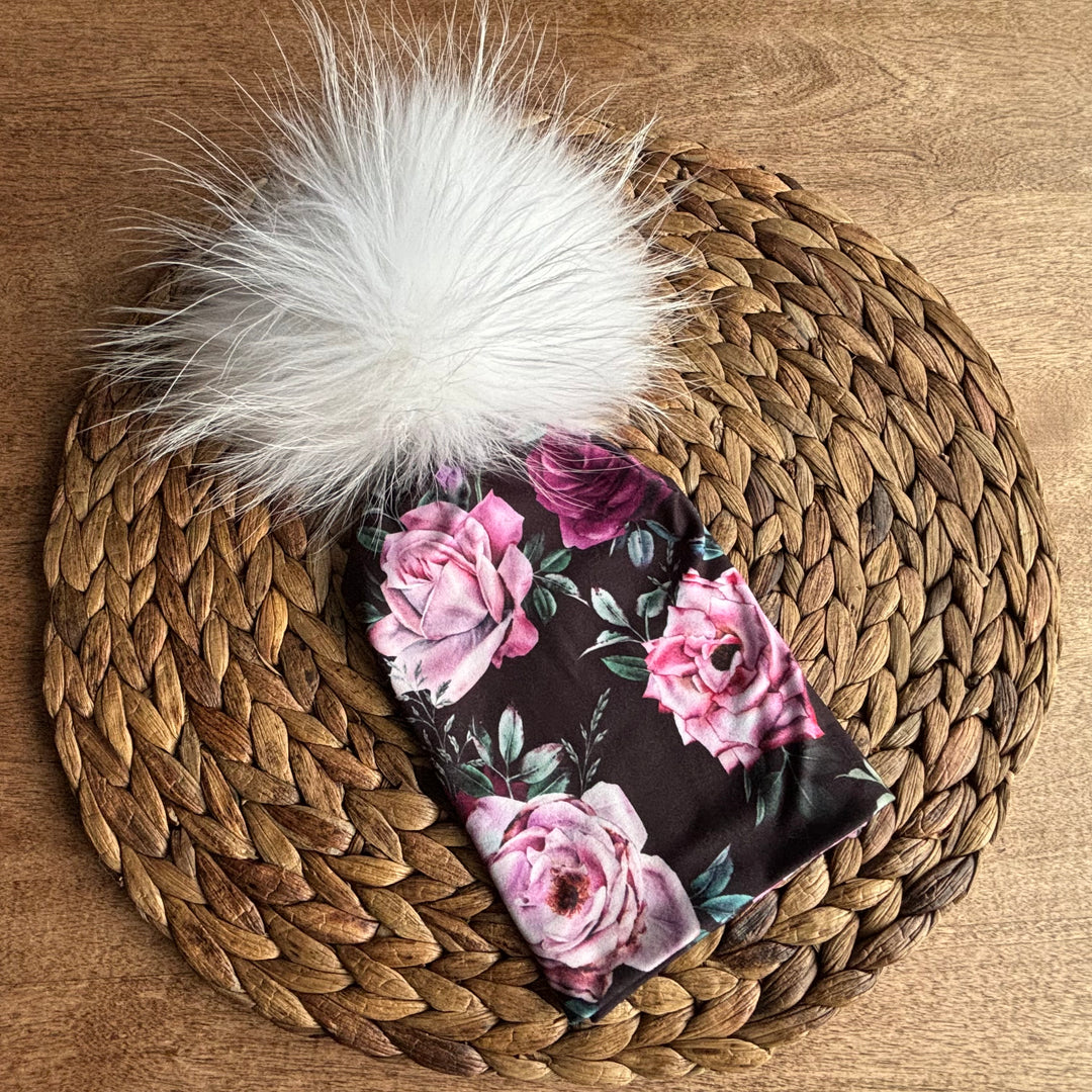 Tuque rosier POMPON BLANC