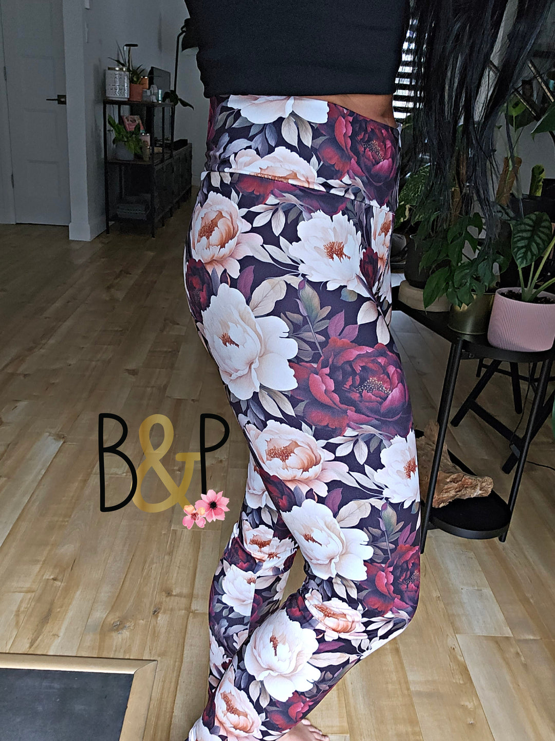 Legging pivoine bourgogne