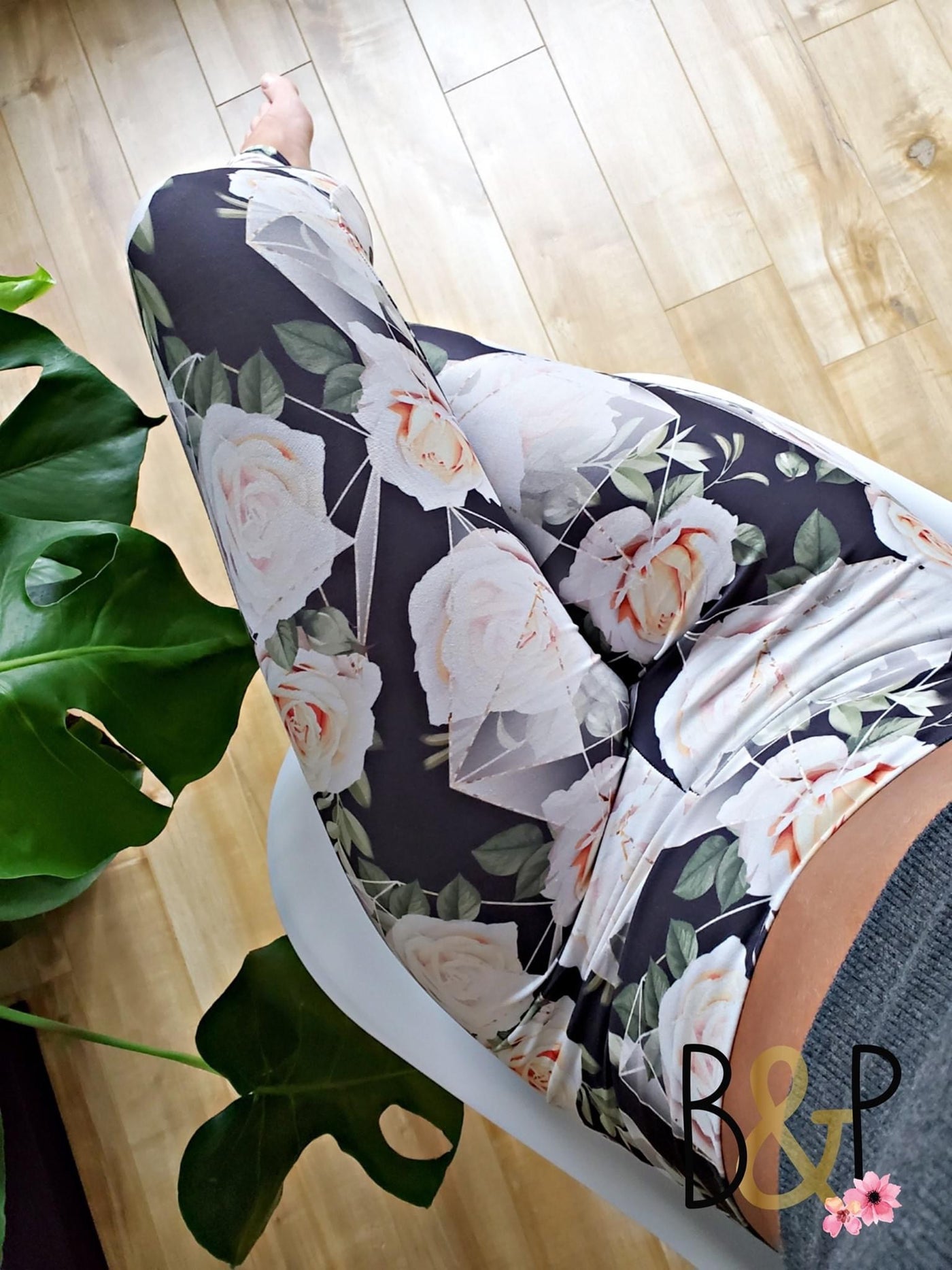 Legging roses blanches