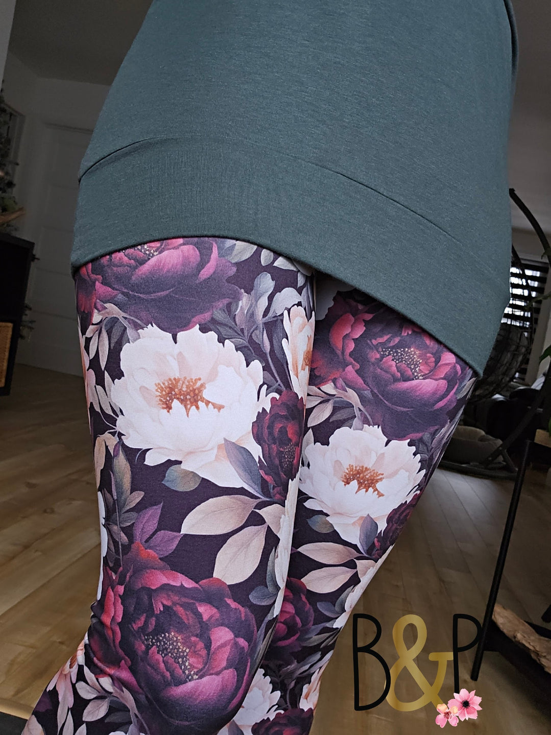 Legging pivoine bourgogne