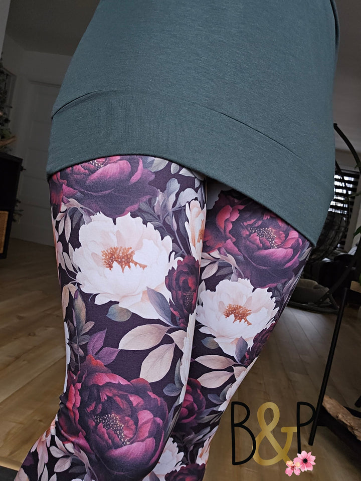 Legging pivoine bourgogne