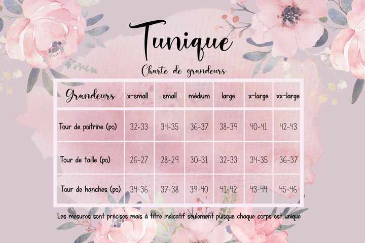 Tunique bouquets sur blanc & rose foncé