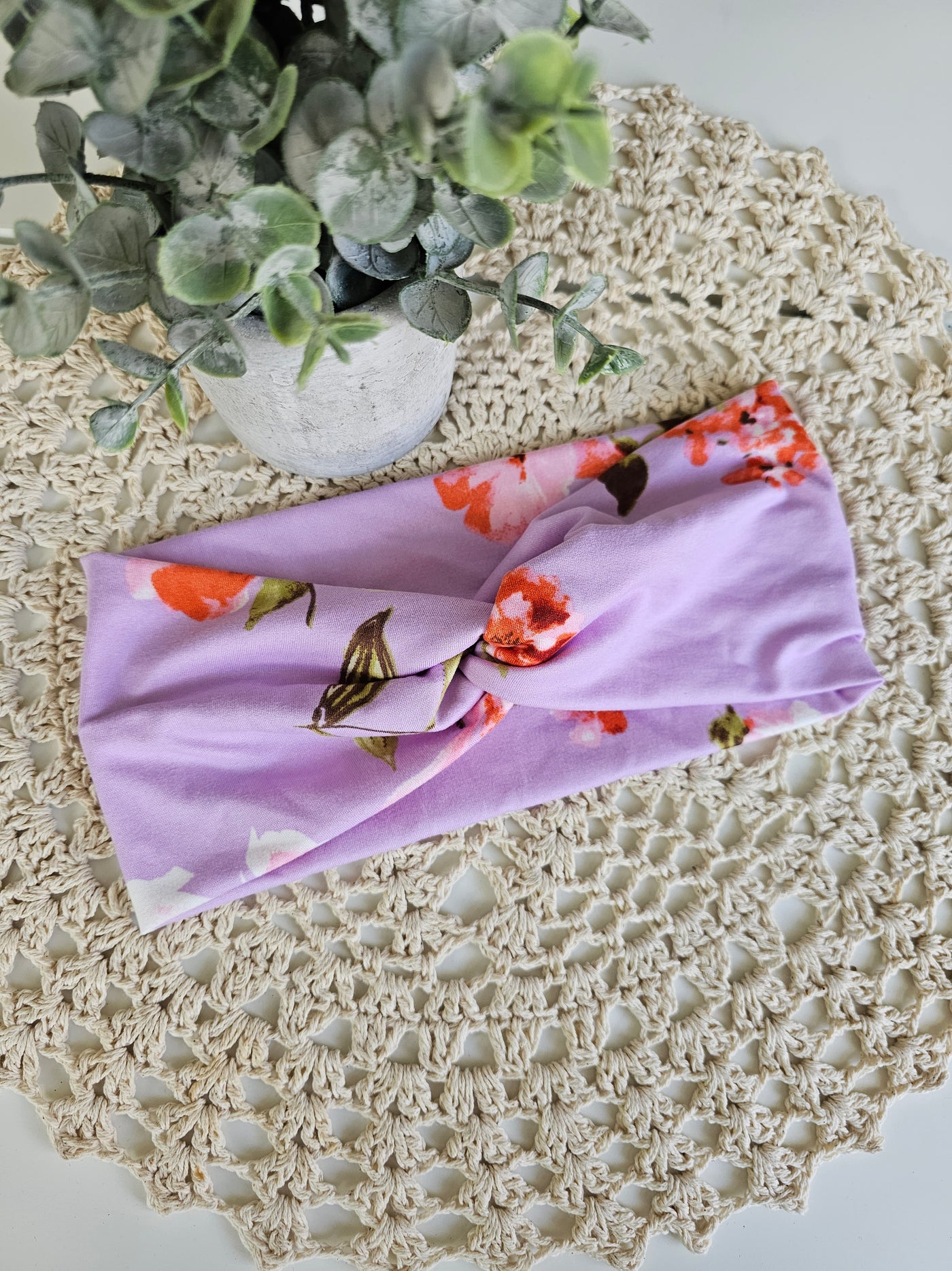 Bandeau twist lilas & fleurs