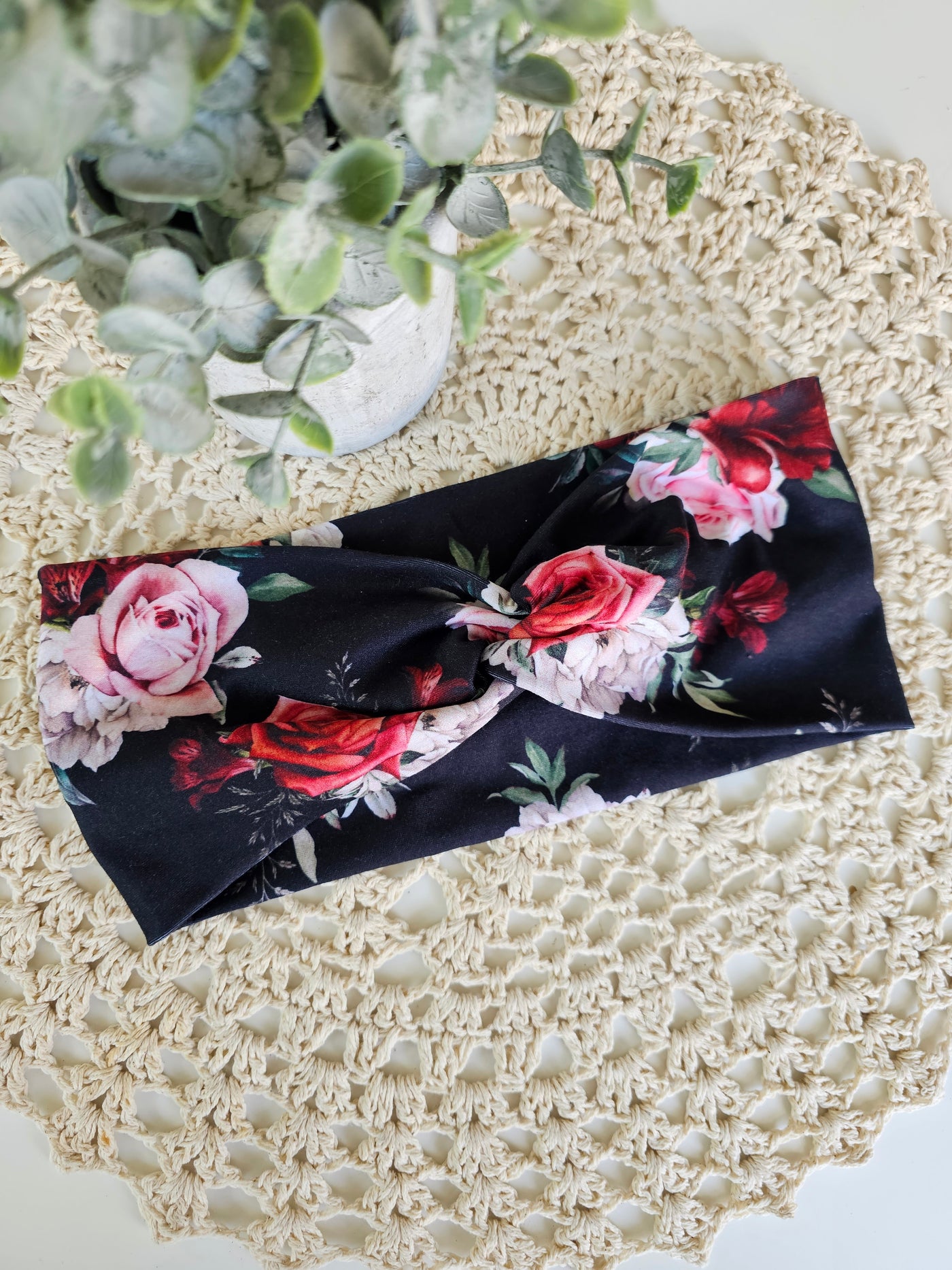 Bandeau twist petits rosiers rouges ( Camisoles )