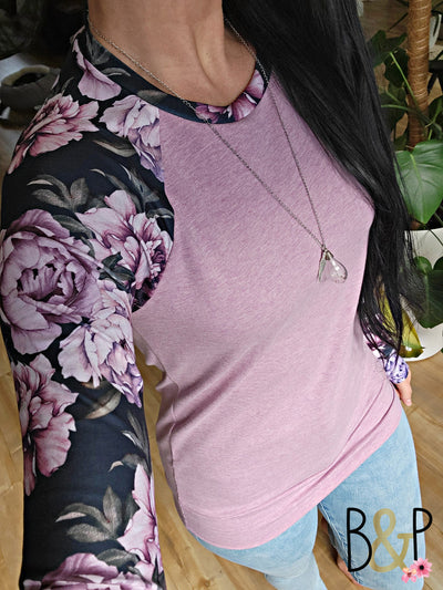 Tunique rose chiné & pivoine