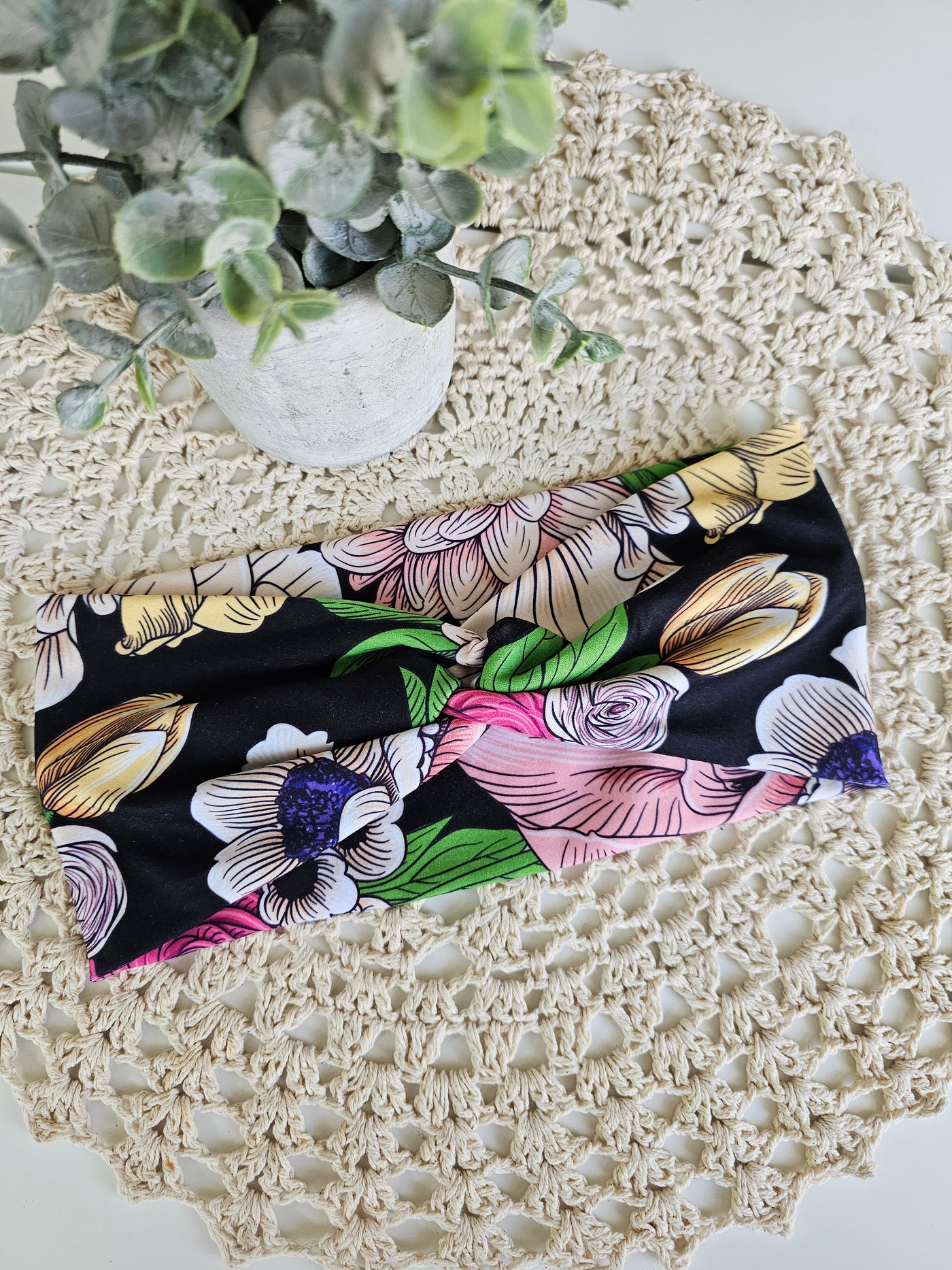 Bandeau twist dessins sur noir