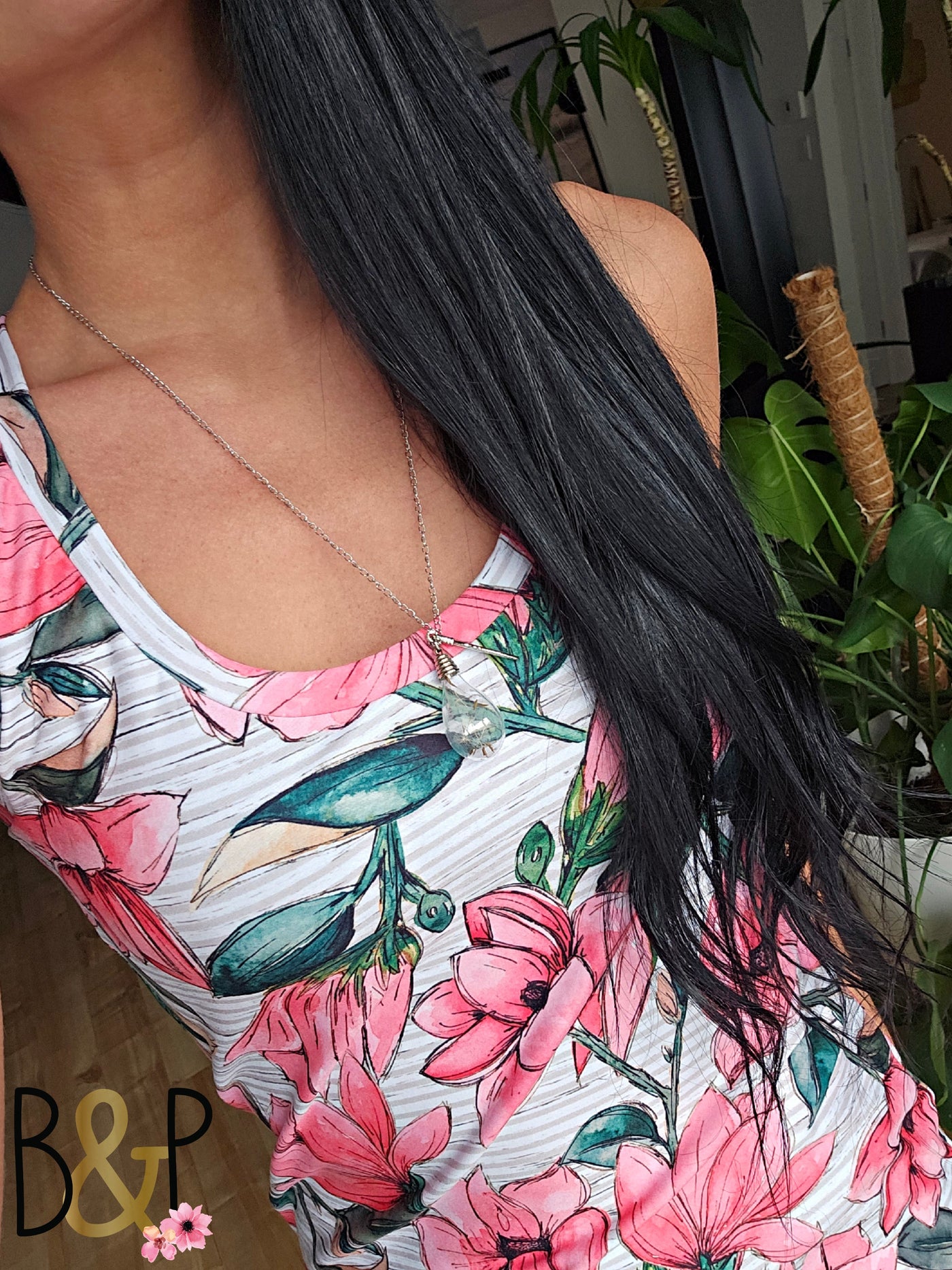 Camisole fleur dessin & ligné