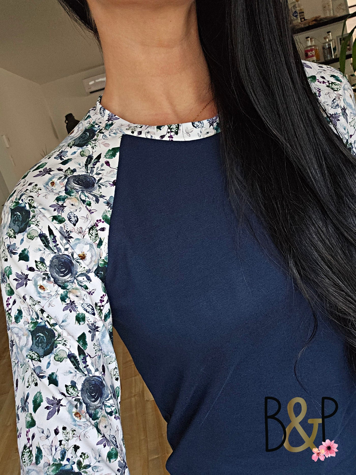 Tunique marine & petite fleurs