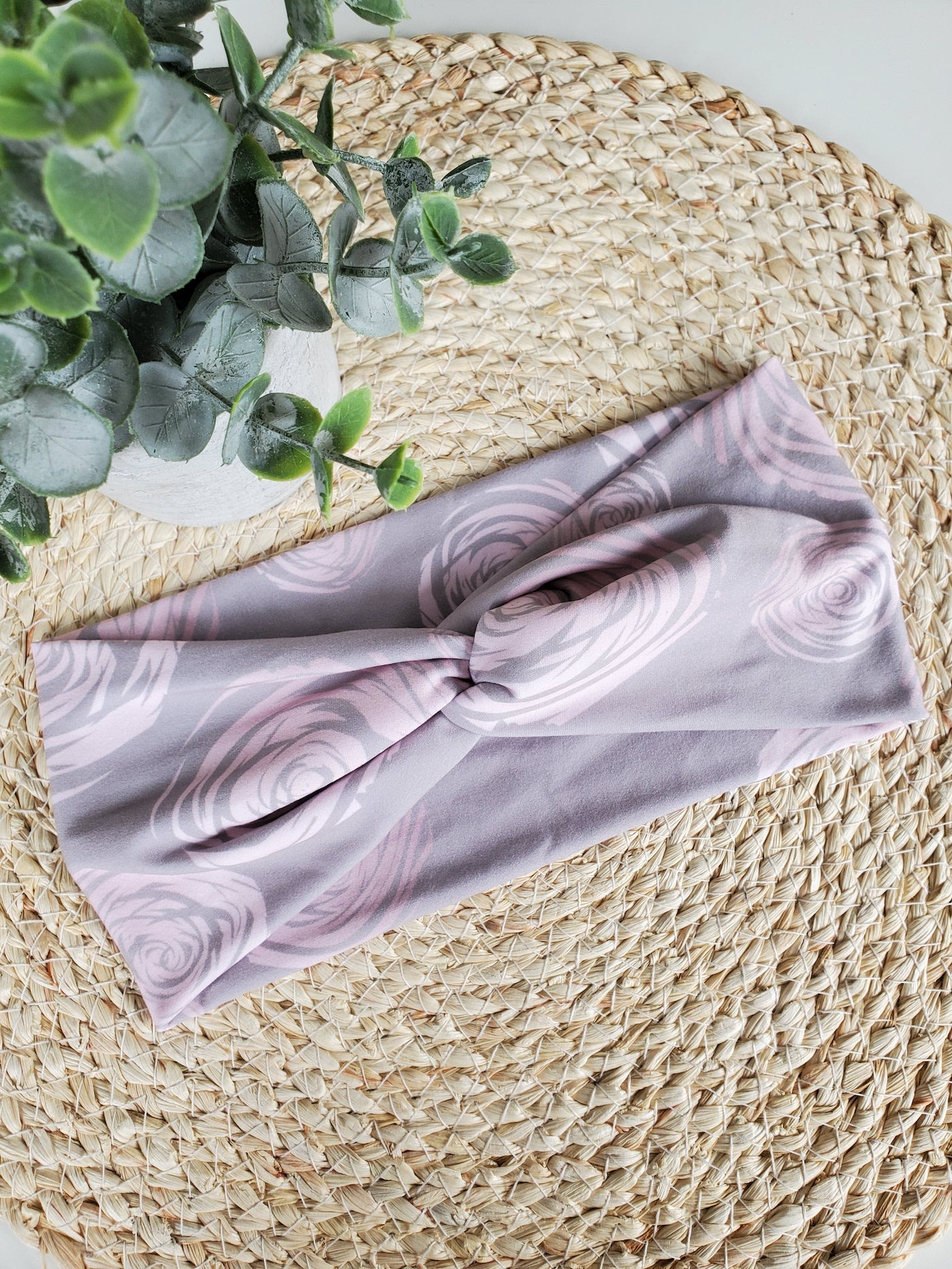 Bandeau twist spirales sur gris