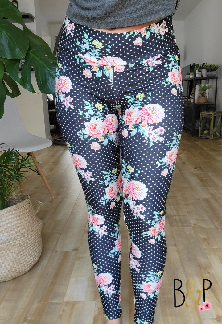 Legging pois blancs sur noir