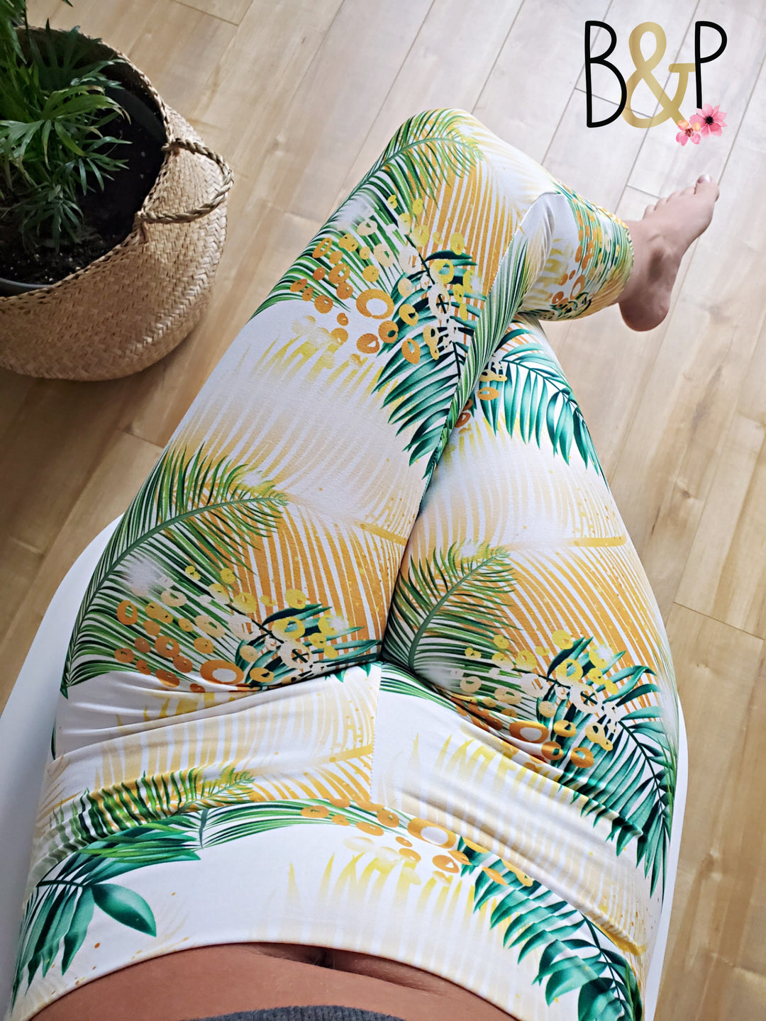 Legging 3/4 palmier jaune & vert