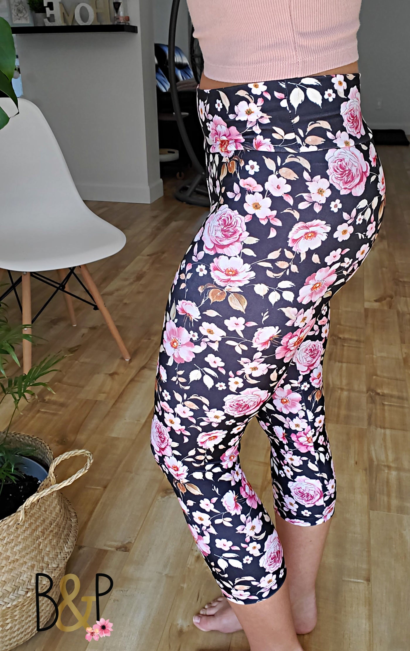 Legging 3/4 rose & blé
