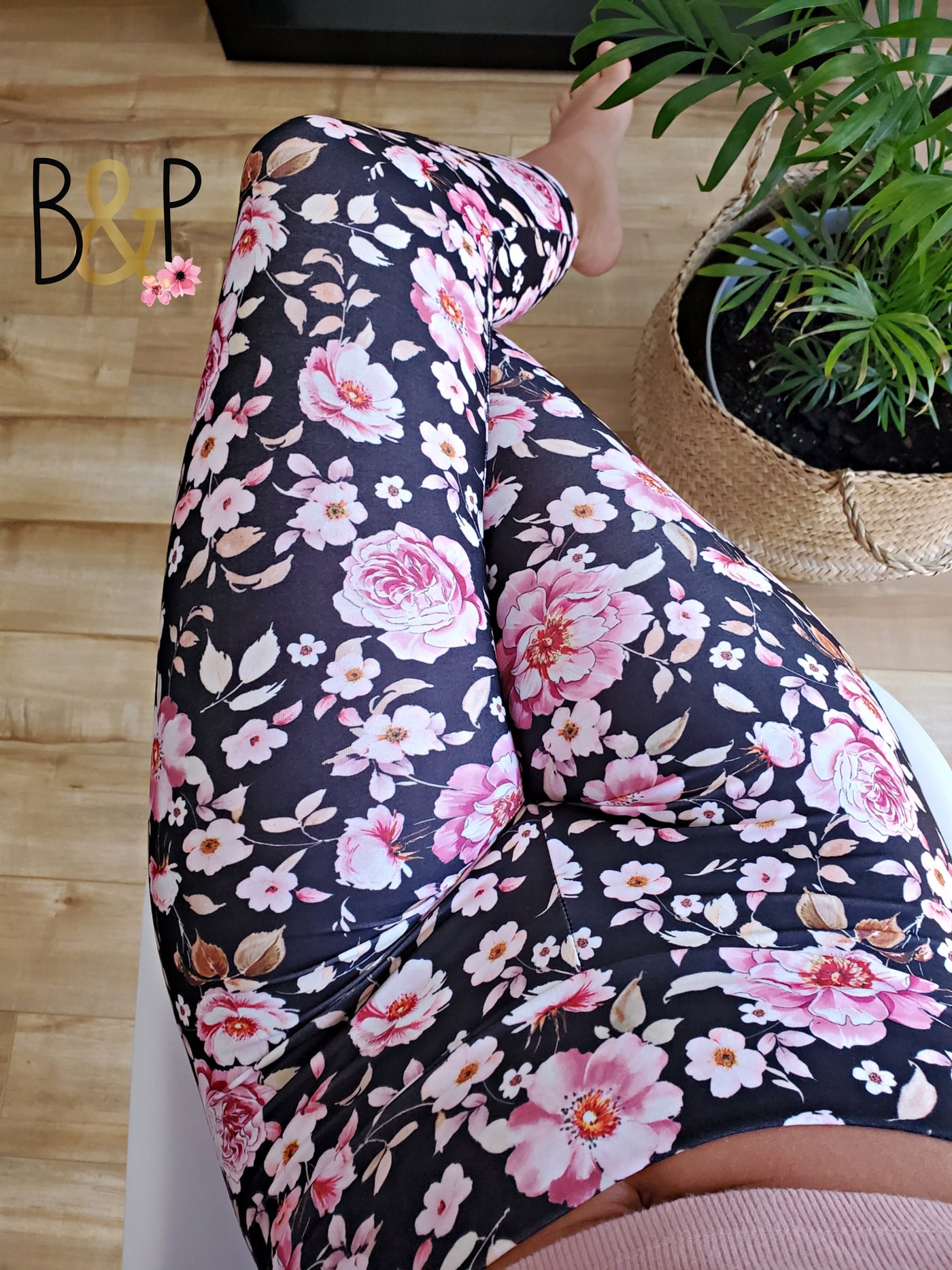 Legging 3/4 rose & blé