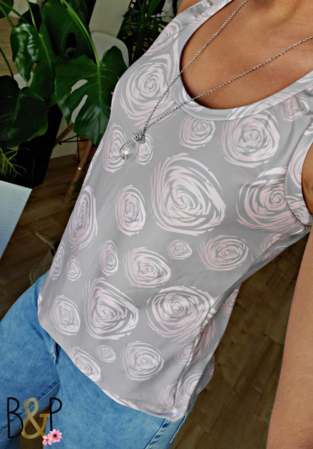 Cami-crop 2 en 1 tourbillon & gris