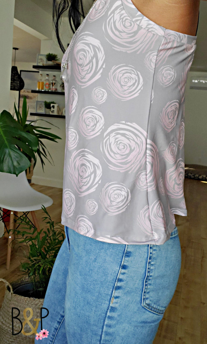 Cami-crop 2 en 1 tourbillon & gris