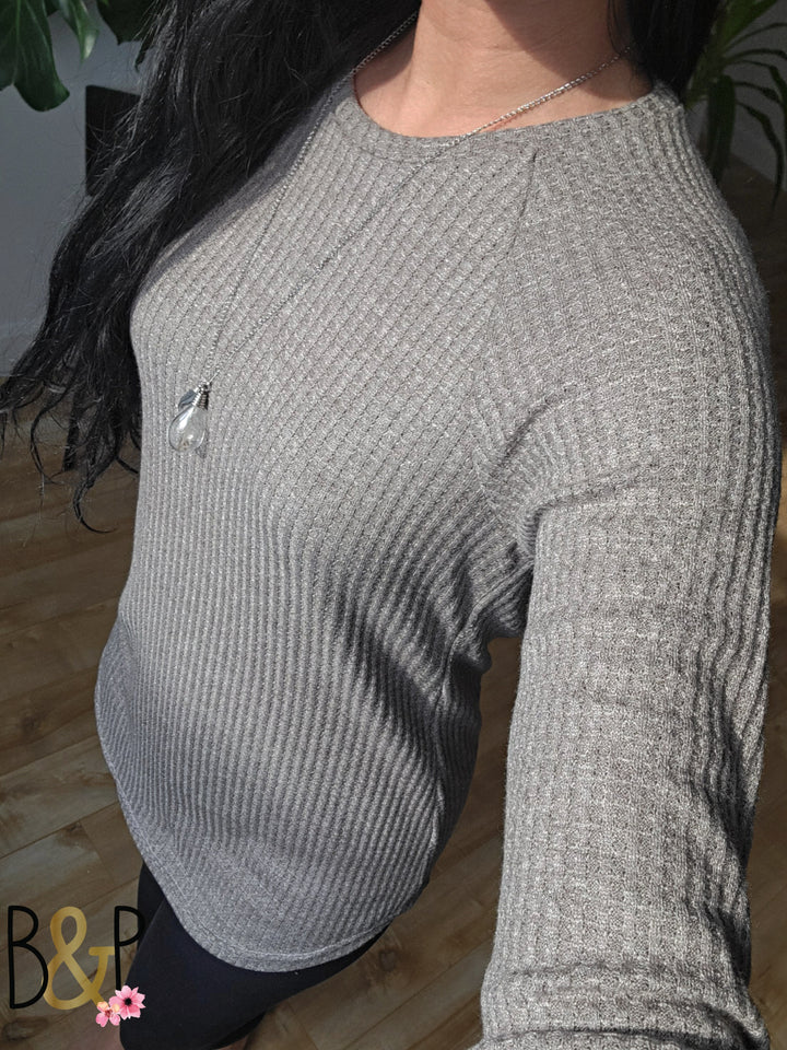Tunique gaufrée grise taupe
