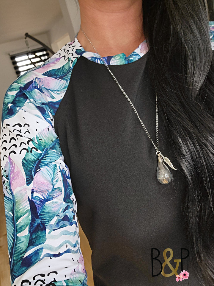 Tunique plume mauve & turquoise