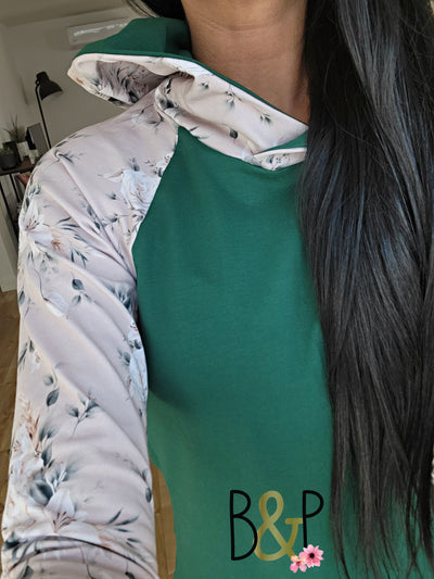 Hoodie vert forêt & longues branches