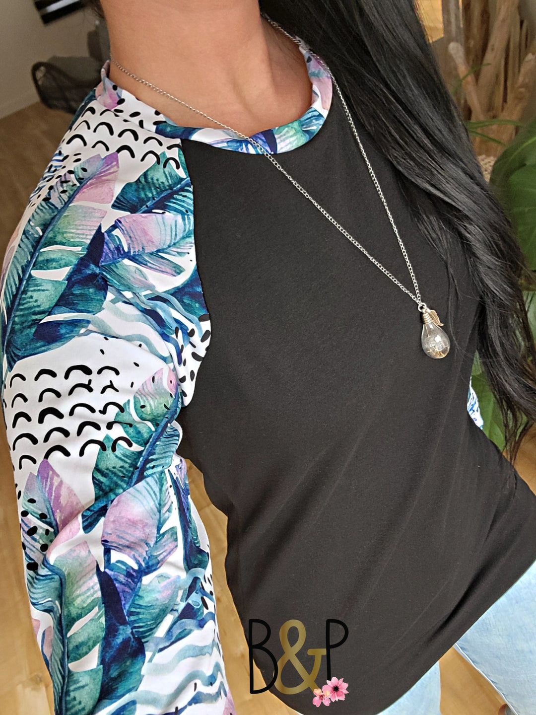 Tunique plume mauve & turquoise