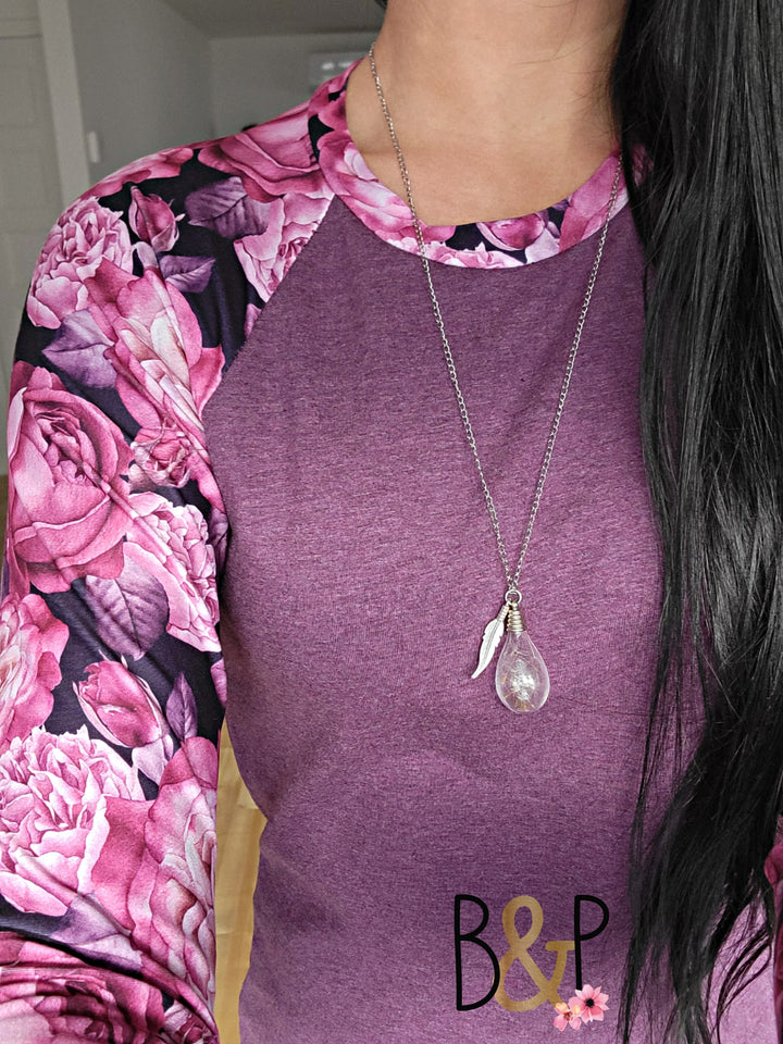Tunique pivoine magenta & mauve chiné