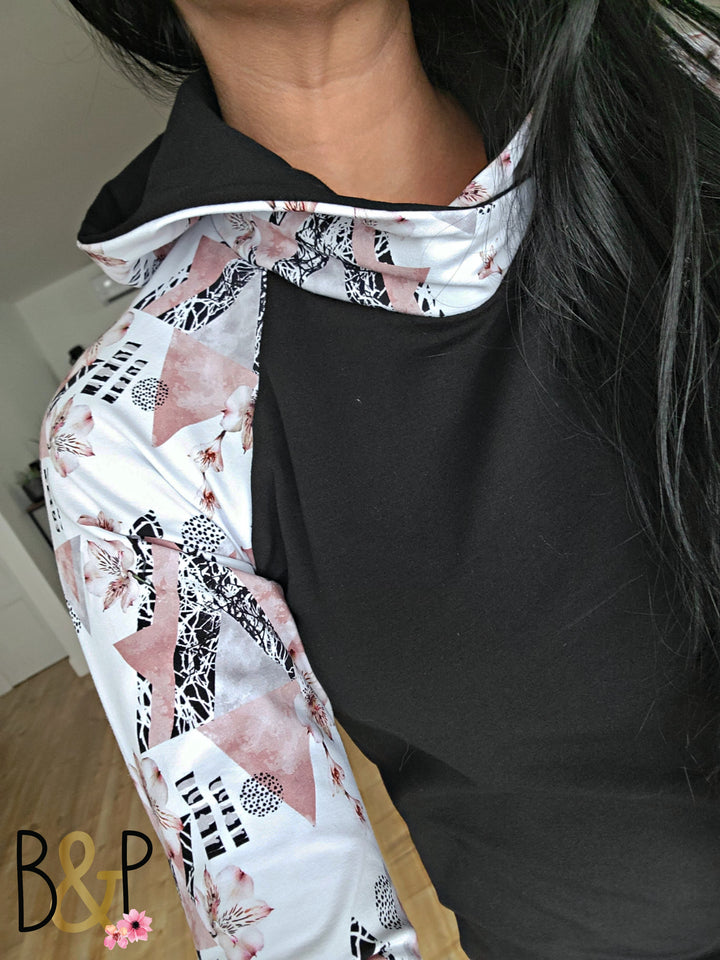 Hoodie triangles rose & noir
