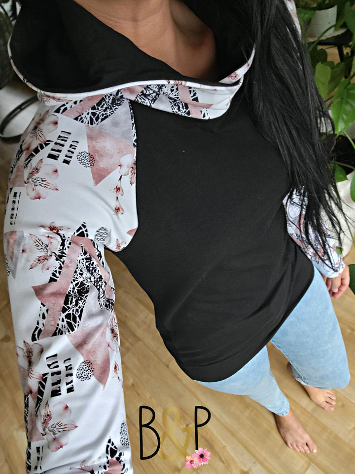 Hoodie triangles rose & noir