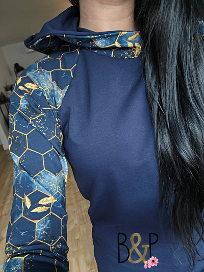 Hoodie hexagone marine