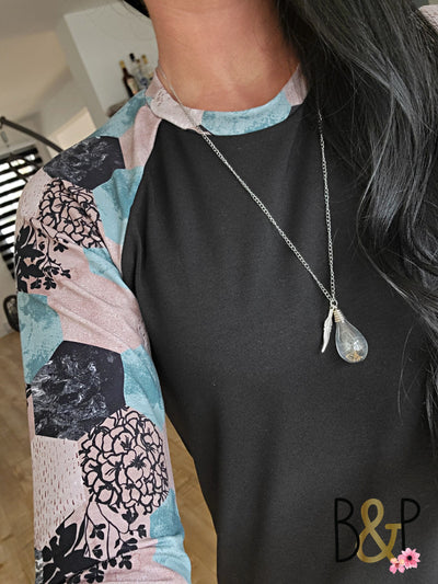 Tunique hexagone fleurs noires