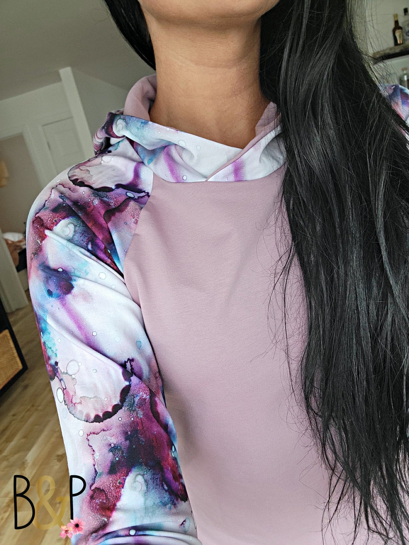 Hoodie capuchon croisé alcohol ink