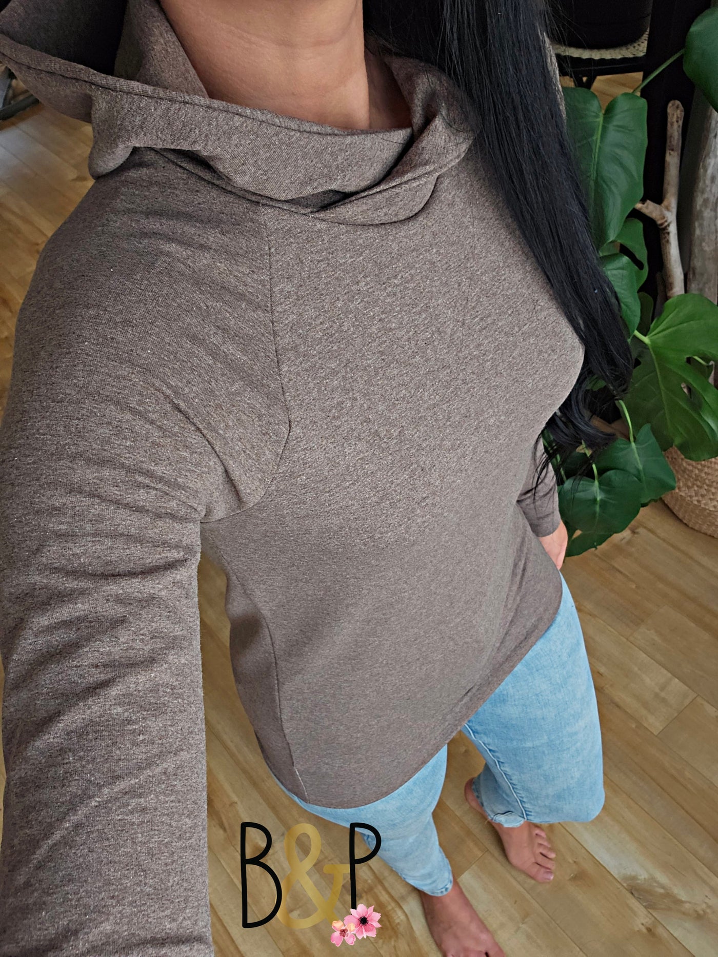 Hoodie heather chocolat