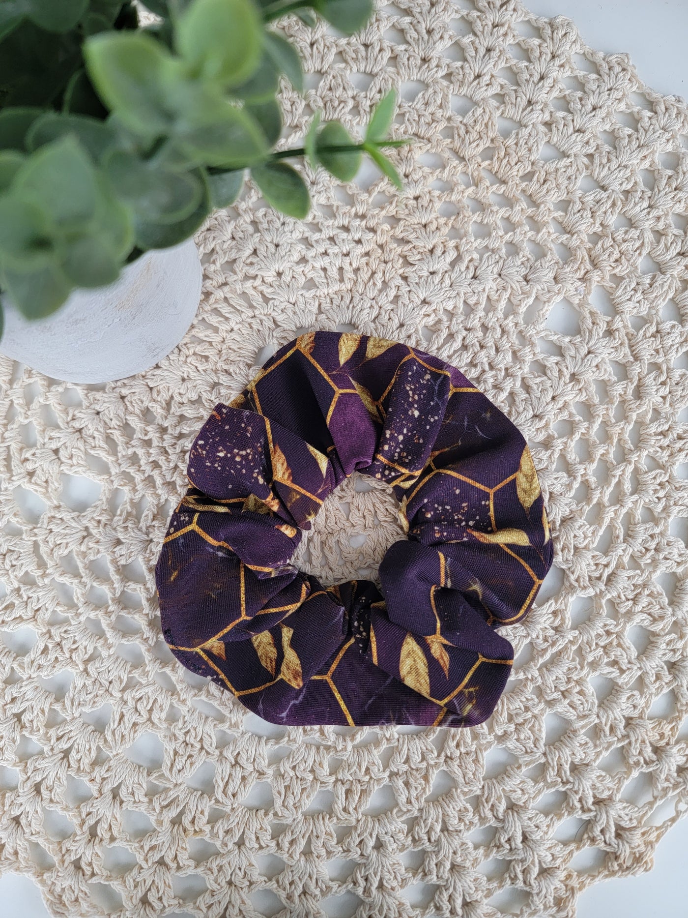 Chouchou hexagone doré & mauve